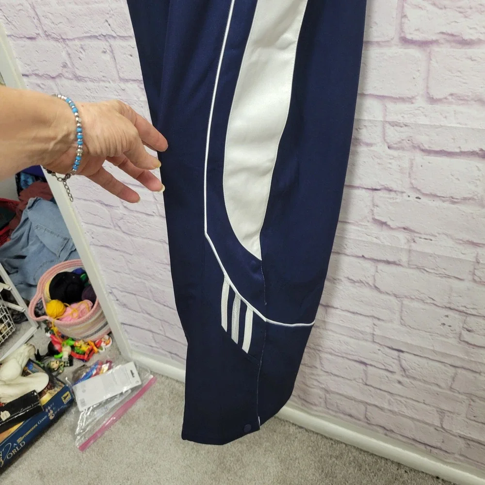 VTG Adidas Clima365 Snap Track Pants Mens 3XL Tall Navy Blue Y2K Blockcore Retro